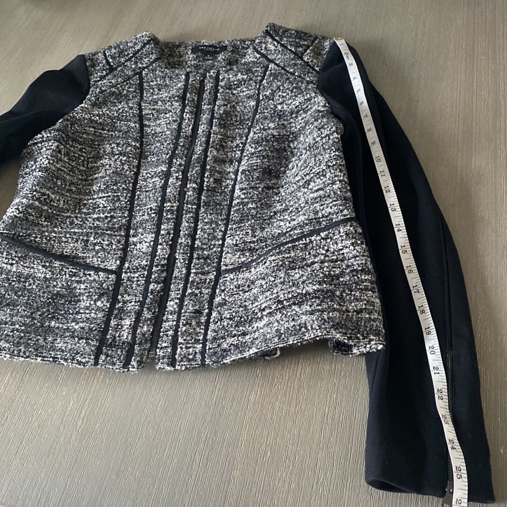Ann Taylor Chic Black/Gray Wool Blend Tweed Jacket Blazer Career Women’s Size 6 - Picture 7 of 14